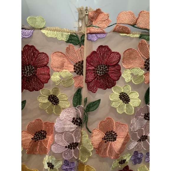 VERY RETRO VERY BOHO EMBROIDERY AND APPLIQUÉ ON FINE NETTING MINI DRESS M NWOT - Picture 8 of 13